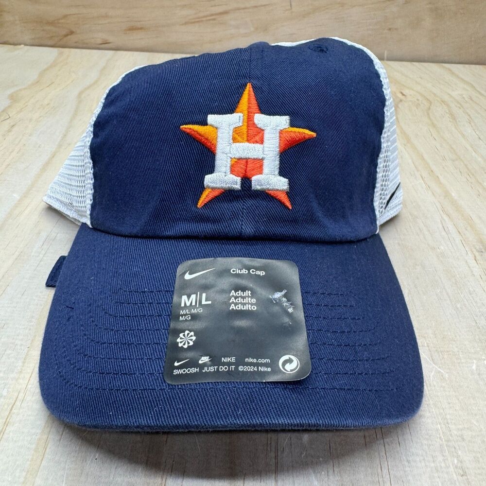 NEW Houston Astros Nike Club Cap Hat Adjustable Strap Buckle Blue White MD/LG